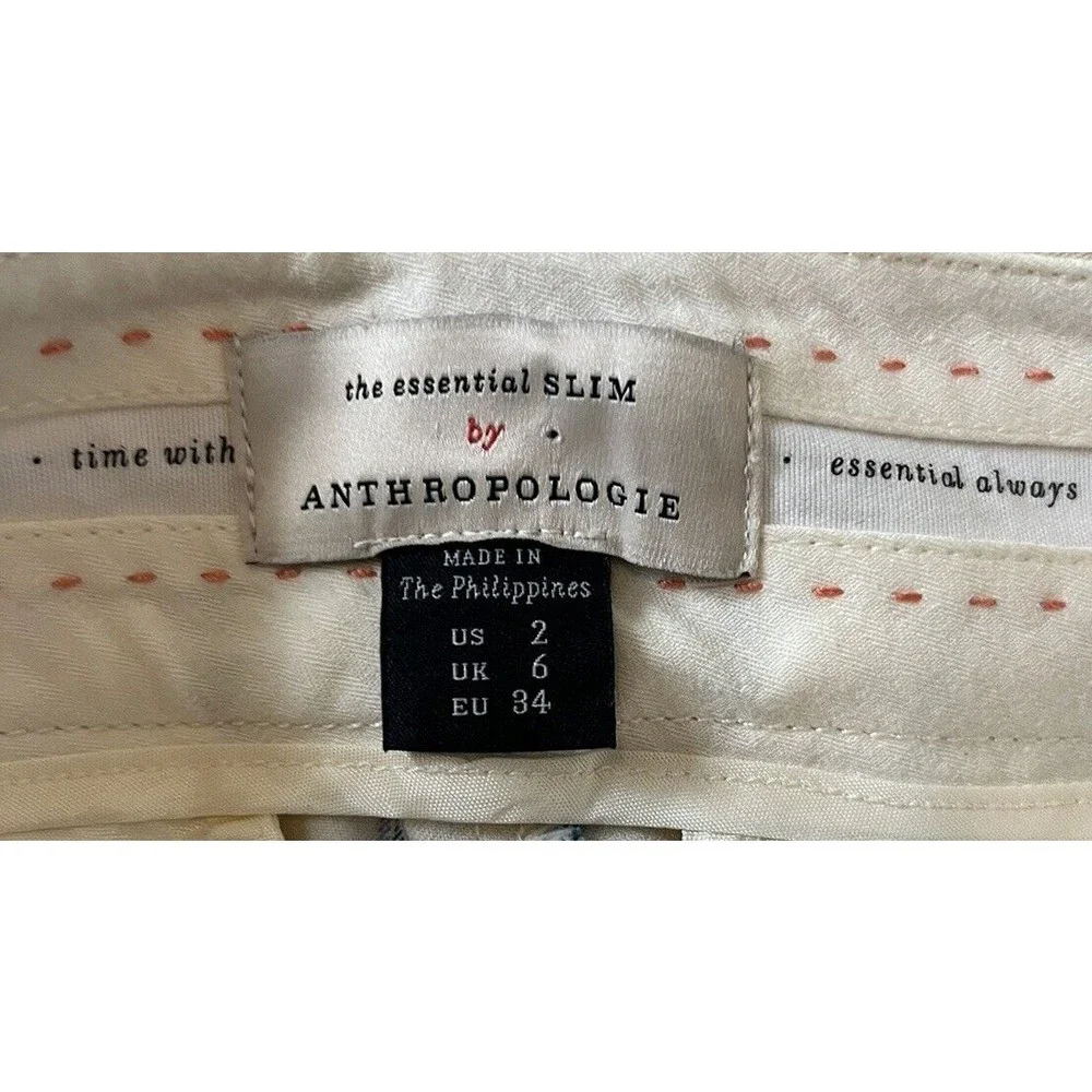 Anthropologie The Essential Slim Striped Crop Trouser Pants Size 2 - Picture 3 of 9
